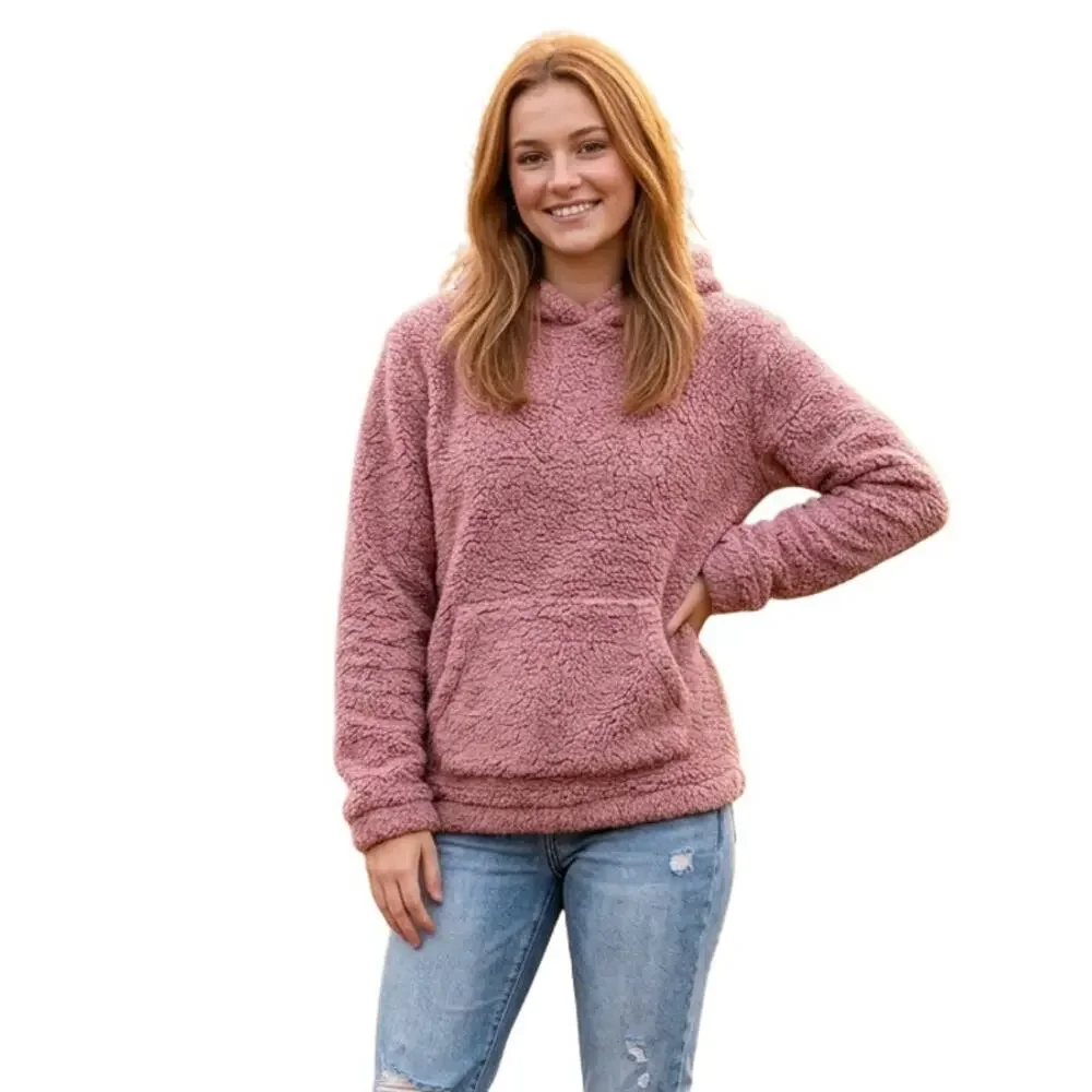 Aeropostle Mauve Faux Fur Hoodie Pullover Jacket , XS